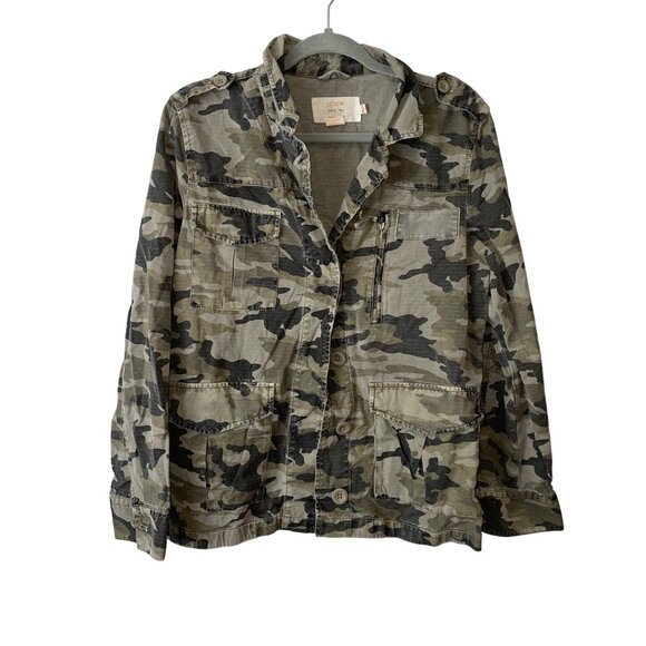 J. Crew Classic Twill Chino Camouflage Button-Up Jacket Size 12 - Picture 1 of 7